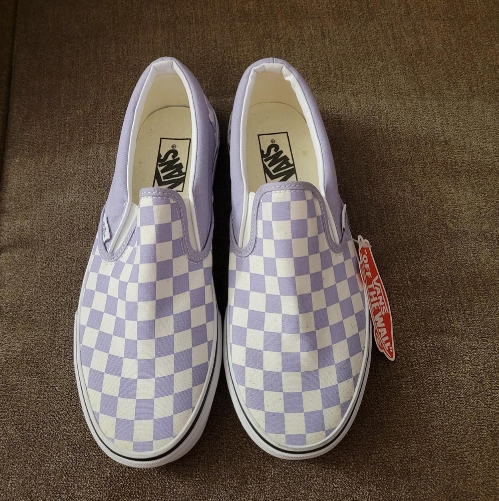 Vans Lavender Checkered Slip-On Sneakers